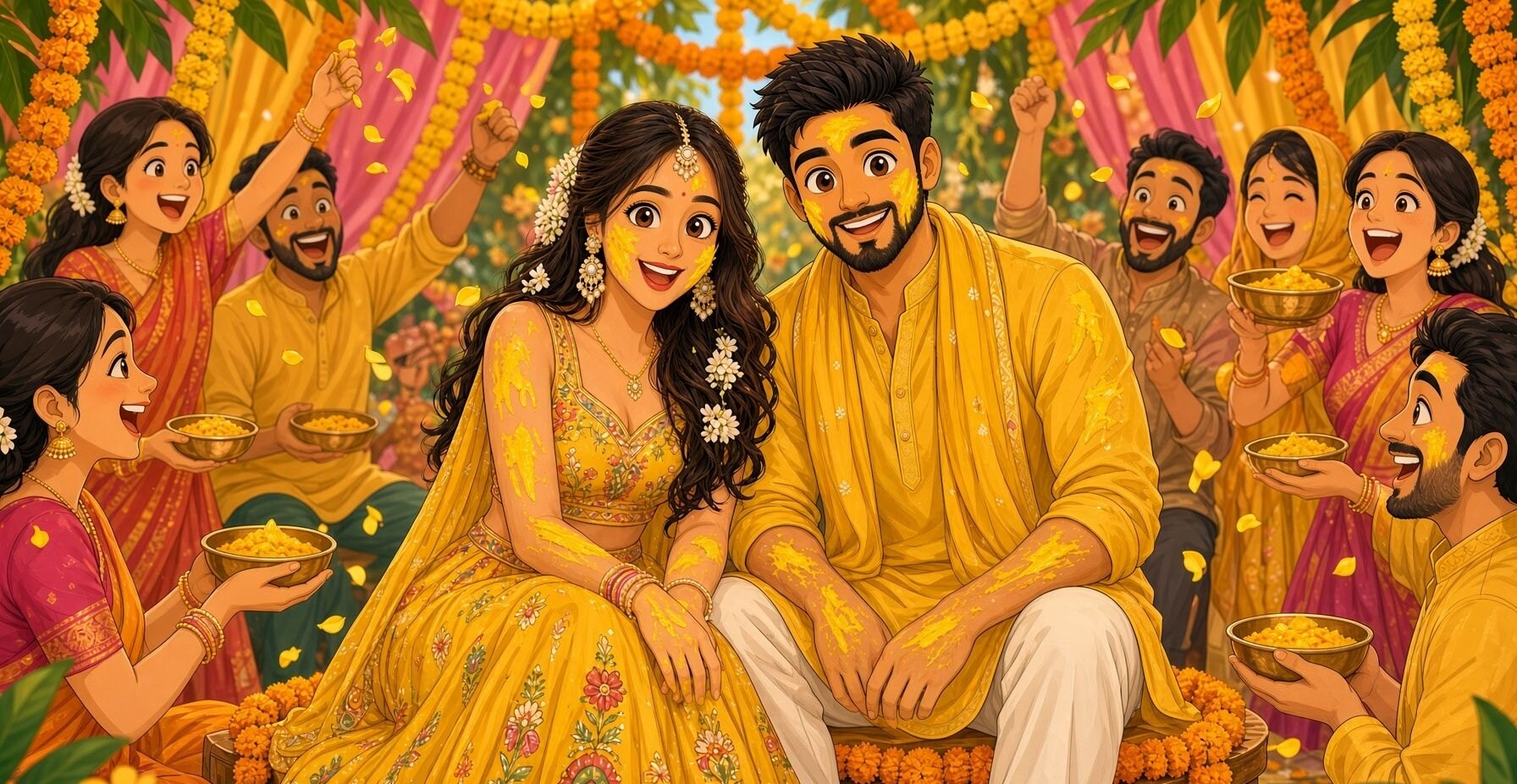 Haldi ceremony — turmeric, marigolds and laughter
